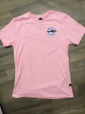 Maui and Sons Pink Crewneck Tee with Black Neck Logo